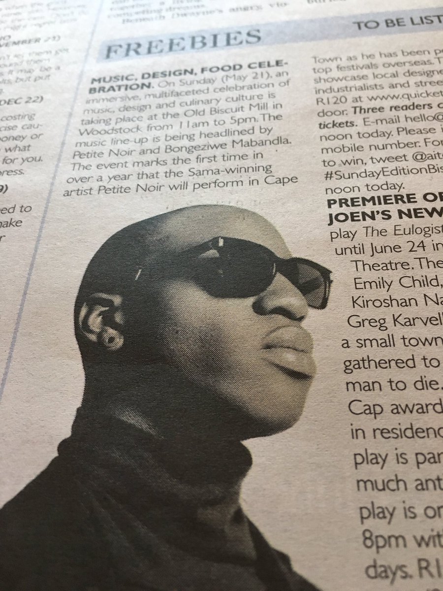TheCapeRobyn's tweet photo. .@petitenoir on Sunday at Sunday Special event @oldbiscuitmill- book @QuicketSA- to win tix, see @CapeTimesArts #ToTTFreebies https://t.co/blOg31bQ3q