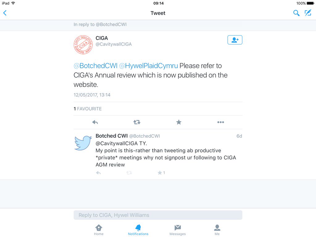 BotchedCWI's tweet photo. BLOCKED by CIGA 4 daring 2 have opinion put forward politely!!
#cavitywallinsulation industry not helping themselves https://t.co/aTjKCd6WCI