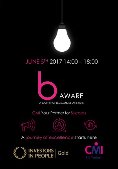 UCBbusiness's tweet photo. A journey of excellence starts here, B AWARE of offers available to you, join us on the 5th June 2-6 #CMI #YourPartnerForSuccess https://t.co/CEIPcnqOJY