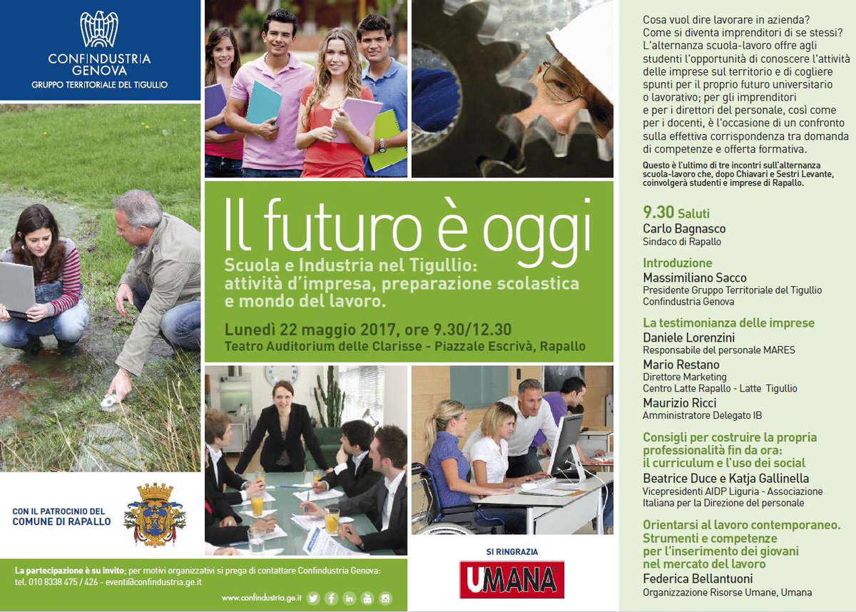 Saccomassi's tweet photo. #ilfuturoèoggi Imprenditori e studenti a confronto nell'ultimo incontro a Rapallo! #alternanza @AIDPLiguria @CarloBagnasco @ConfindTigullio https://t.co/ffnf3zbQsL