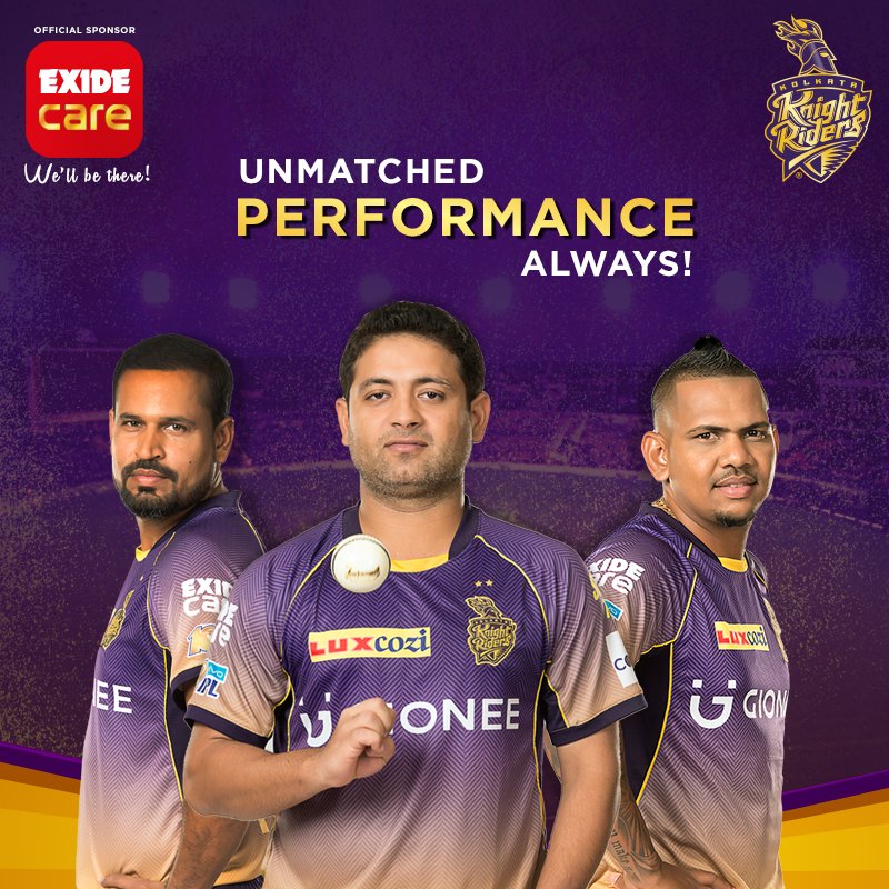 ExideCare's tweet photo. Unbeatable just like us! Show your support and cheer for #KKR in the playoffs! #PoweredByExide https://t.co/DiHnU7Ps3X
