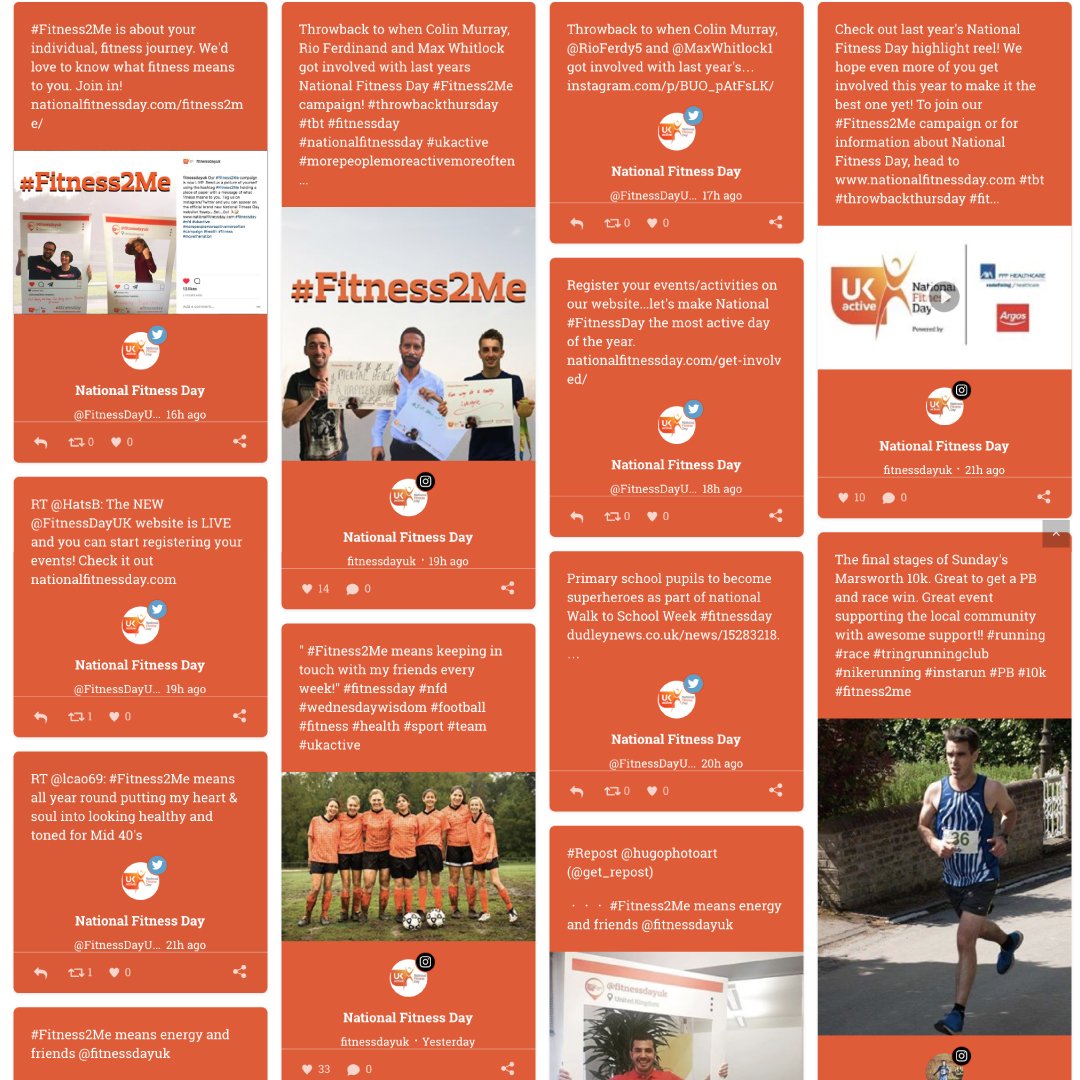 Need some Friday inspiration? Check out our #fitness2me wall on our brand new website #FridayFeeling #fitnessday nationalfitnessday.com/fitness2me/