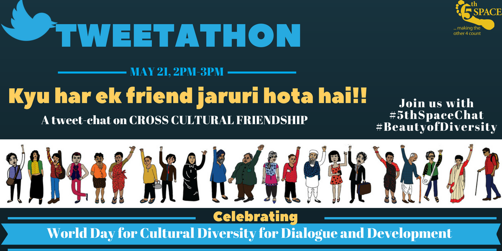 5thspace's tweet photo. The beauty of Friendship is that It knows no boundaries
And thats what v r celebrating
Join us 4 this interesting Tweet-Chat #5thSpacechat https://t.co/OQMbqe6BQ5