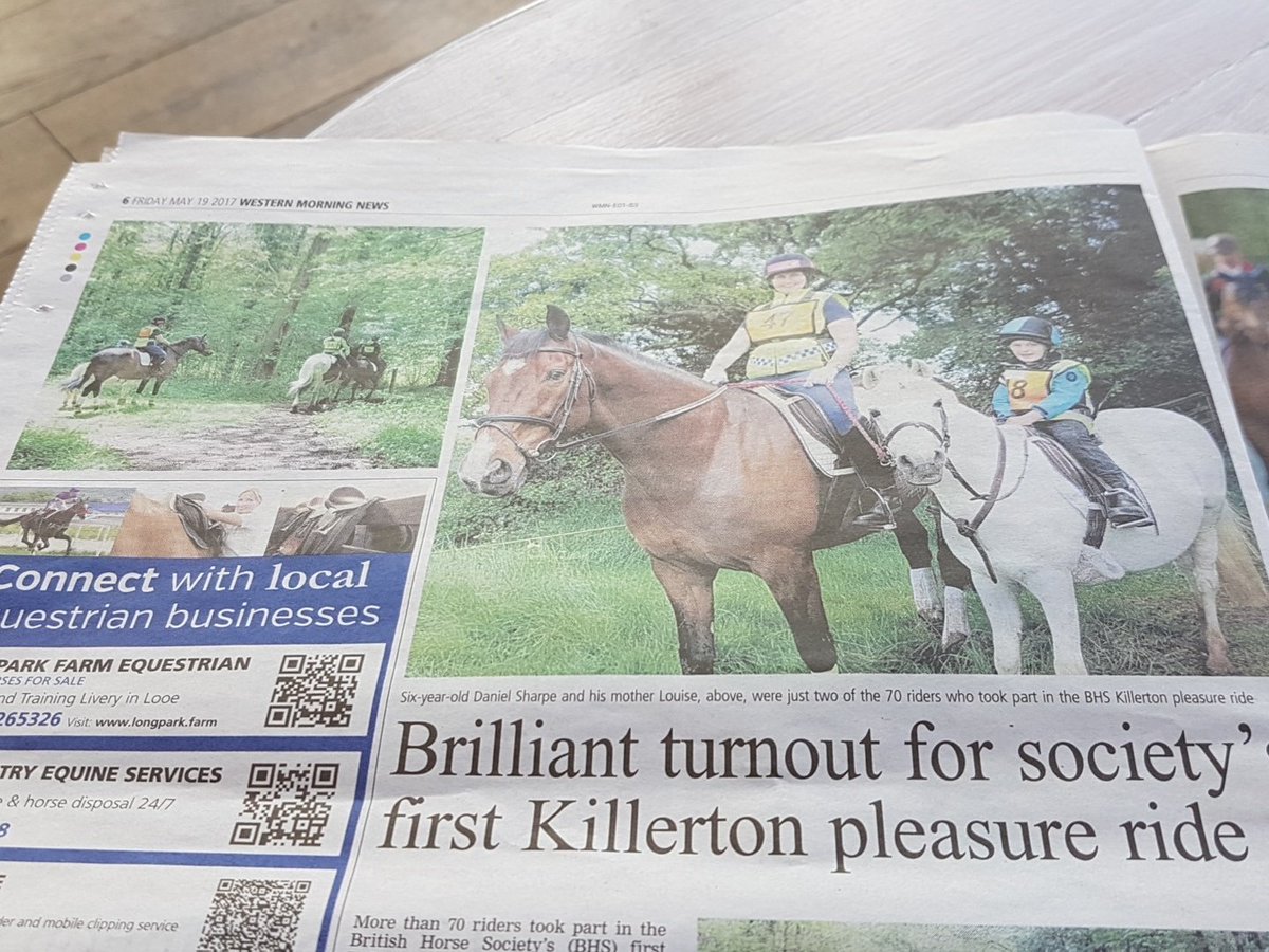 BHS_Devon's tweet photo. Lovely article in @WMNHorses @WMNNews about our pleasure ride @NTKillerton Thanks @AthwennaWMN  Great to see so many happy horses &amp; riders. https://t.co/oGIiw9yTZf