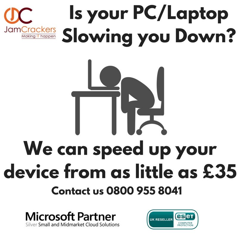 JamCrackersUK's tweet photo. Is your computer feeling sluggish? Don't leave it another week ....contact us! #BusinessITSupport #Computer #cybersecurity #NoGeekSpeak https://t.co/3LONBYun3B