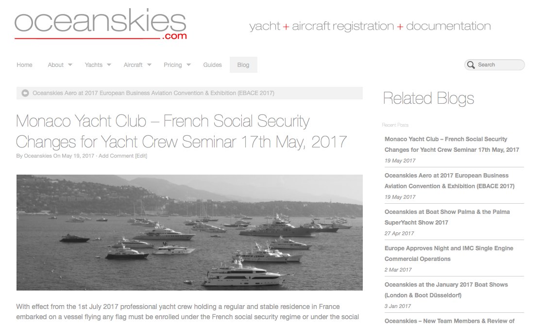 oceanskiesltd's tweet photo. French Social Security Changes for Yacht Crew - here is our update after this week's seminar @ycm_monaco see: https://t.co/D4Sphqdi6d https://t.co/IpKR2yWGU5