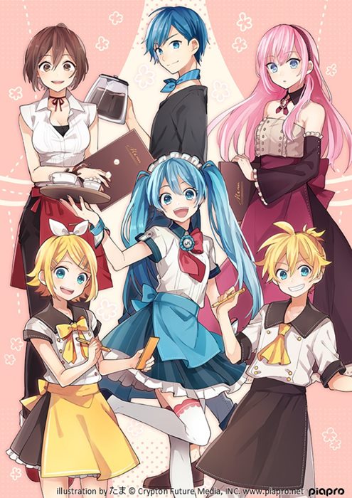 たま 初音ミク 10th Anniversary コラボストア のイラストを1枚描かせていただきました ひさしぶりに6人です カフェがテーマ 6月28日 水 開催の大阪ルクアイーレ 初音ミク企画で使用されるみたいです Url T Co N9nby6hcbj T