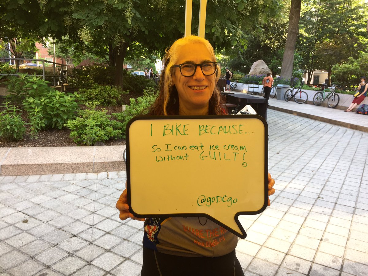 goDCgo's tweet photo. "I bike so I can eat ice cream without GUILT!" #BikeConfessions #BTWD2017 https://t.co/H2T58NsRXK