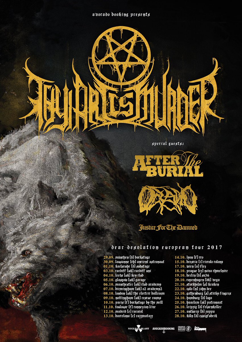 Catch @JFTDofficial touring Europe this Sept / Oct with <a href="/thyartismurder/">Thy Art Is Murder</a>! #justiceforever