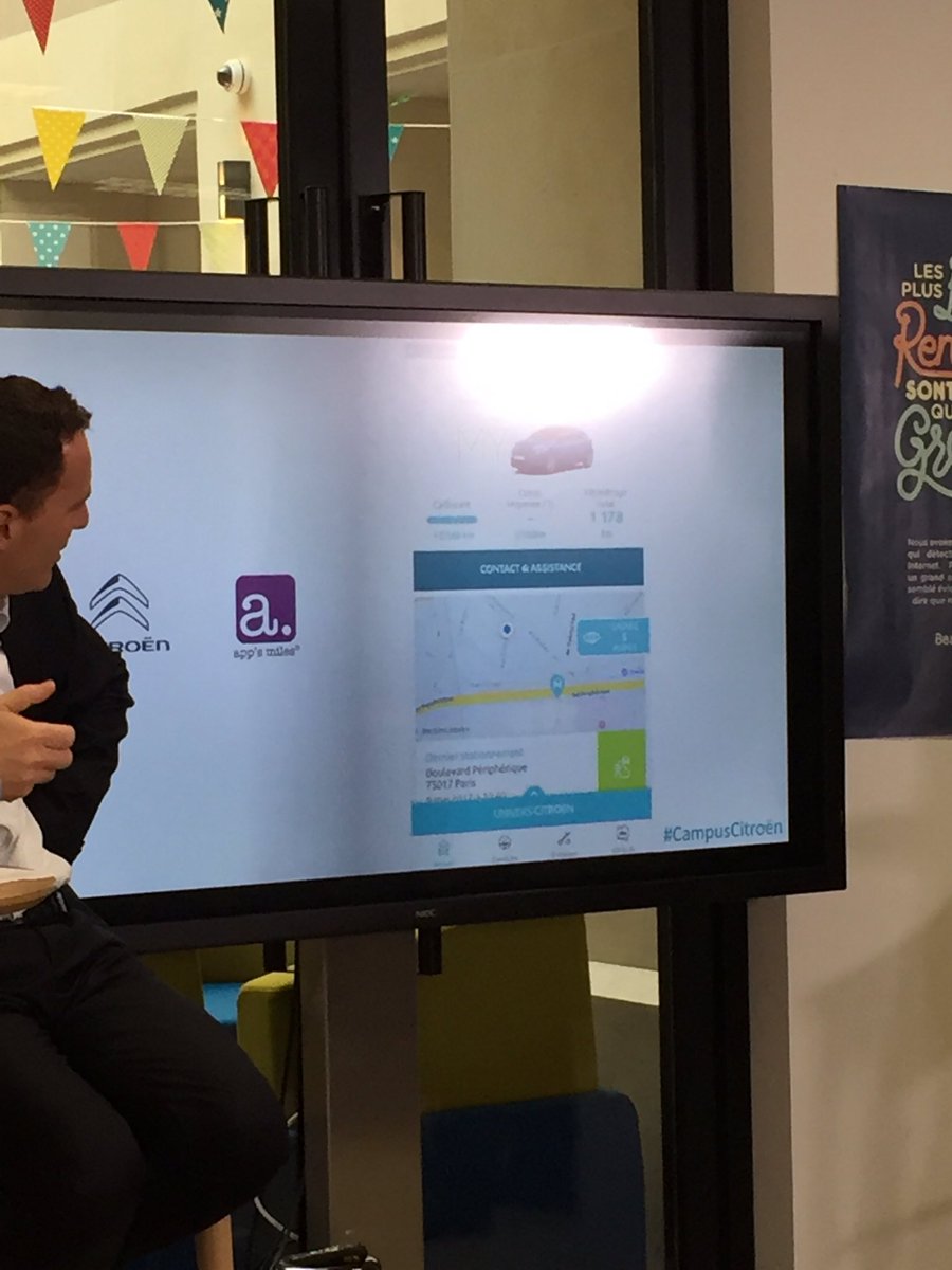 apps_miles's tweet photo. Belle présentation par Mathieu Belamy #appsmiles #CampusCitroen  merci pour l'invitation 👍 https://t.co/zxD54J4l49