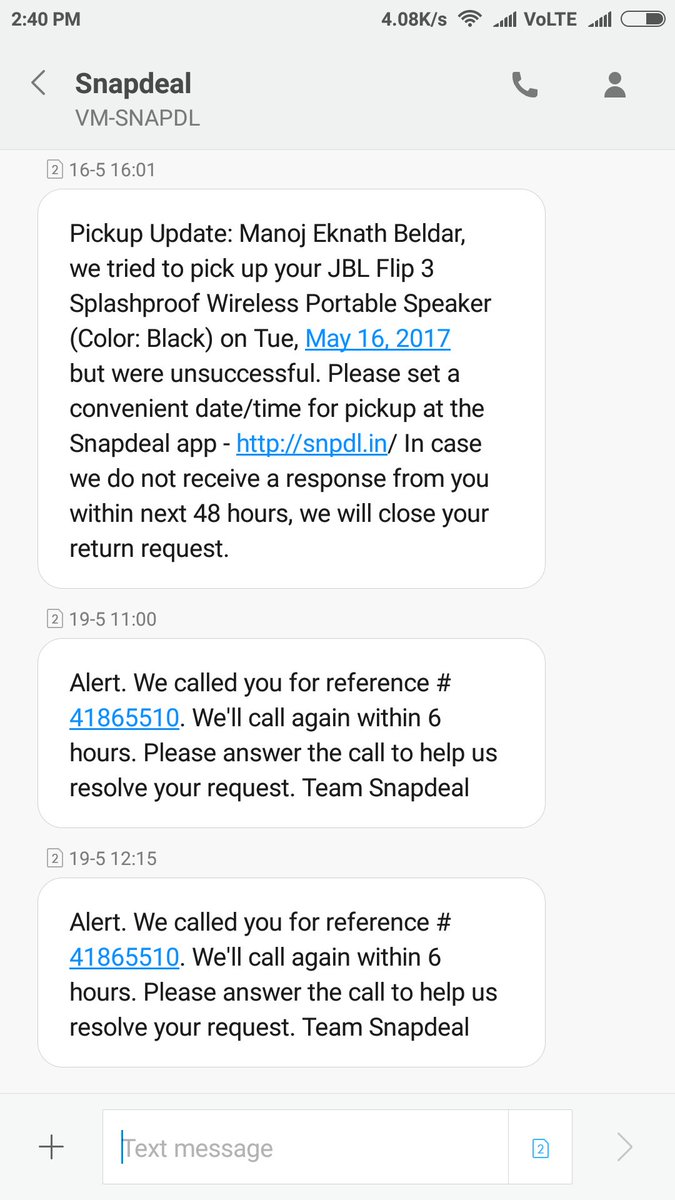 manoj_beldar's tweet photo. @Snapdeal_Help I am getting alerts that i am not receiving your calls, Avi, for your information not such call i hv received. My phone is always on. https://t.co/sClF7YChUp