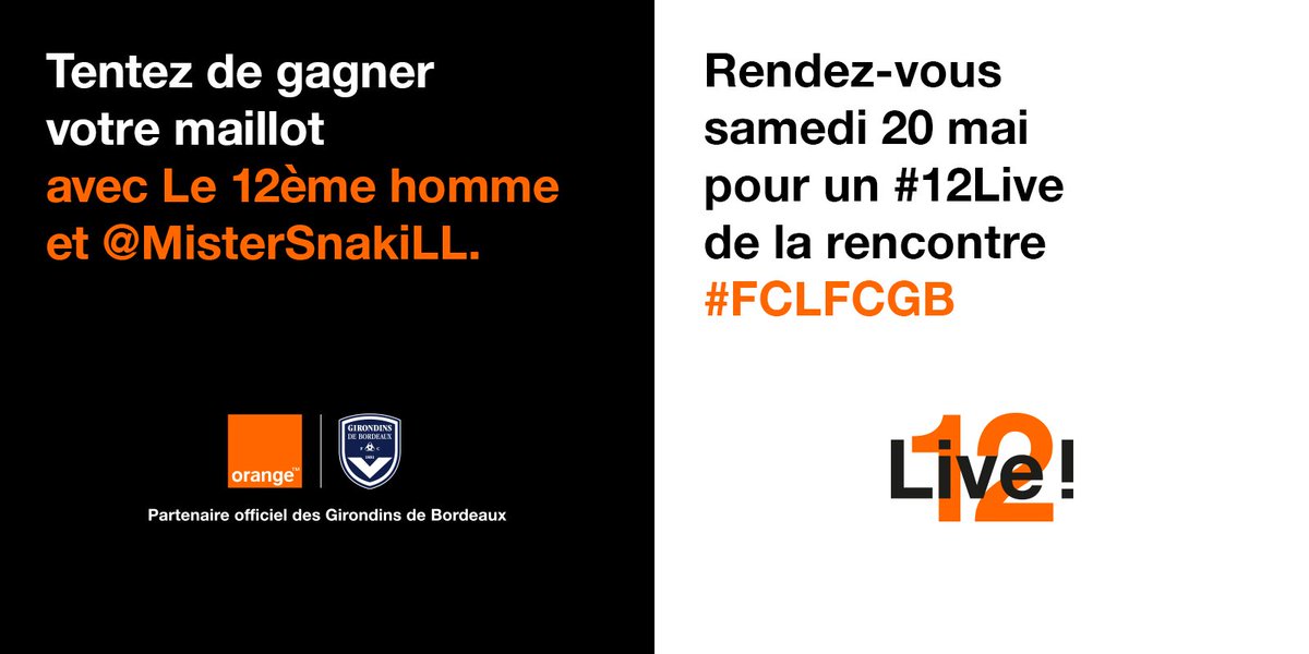 SnakiLL (@mistersnakill) on Twitter photo 📽️#12Live
RT + Follow @le12emehomme et @MisterSnakiLL pour remporter ton maillot
des <a href="/girondins/">FC Girondins de Bordeaux</a> ! ⚽
RDV samedi soir pour #FCLFCGB ! 📽️#12Live
RT + Follow @le12emehomme et @MisterSnakiLL pour remporter ton maillot
des <a href="/girondins/">FC Girondins de Bordeaux</a> ! ⚽
RDV samedi soir pour #FCLFCGB !