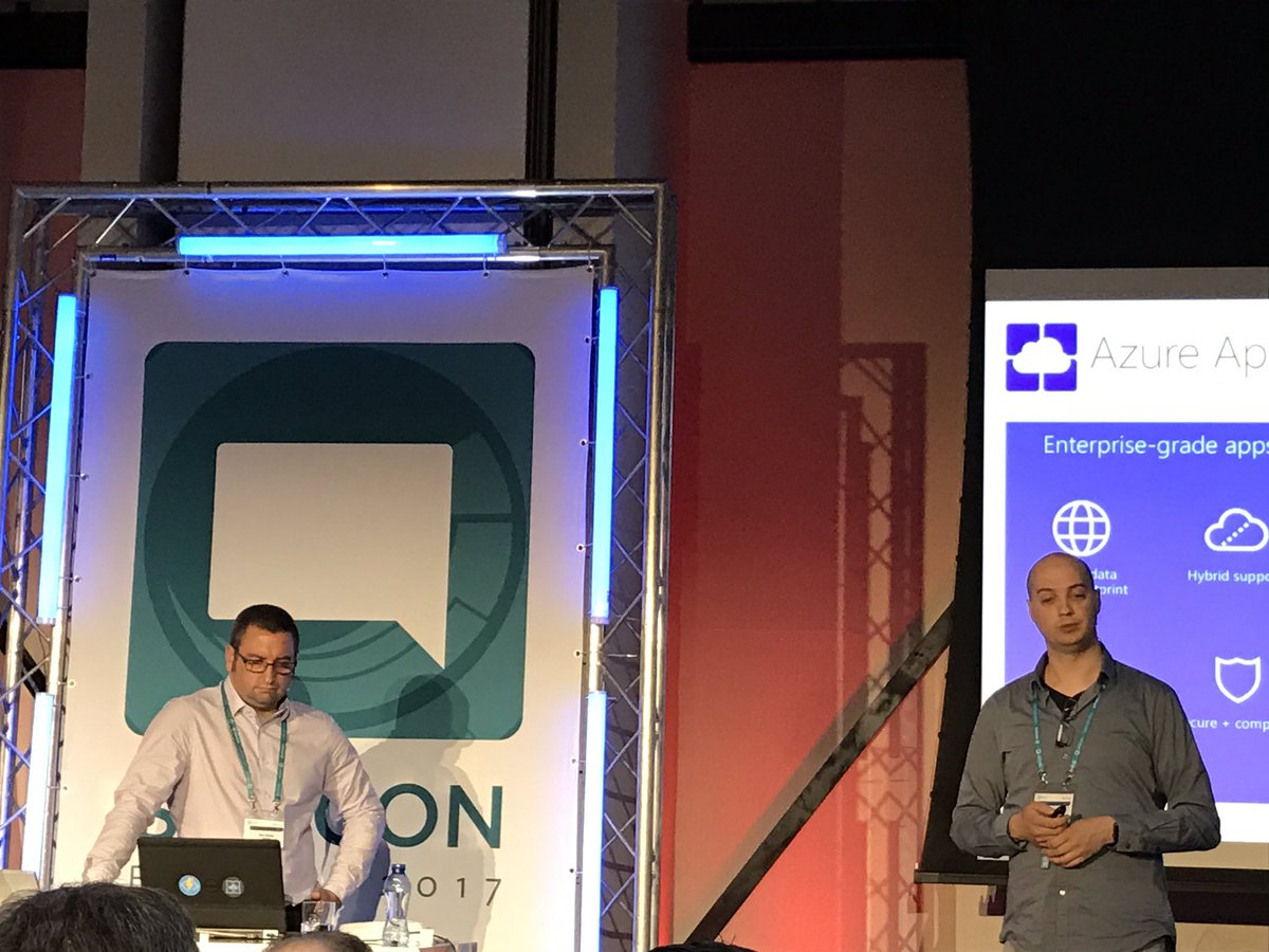 BasLijten's tweet photo. @xstof and @AlecWadey talking about #sitecore on @Azure #sugcon https://t.co/Rl5qdFVyY9