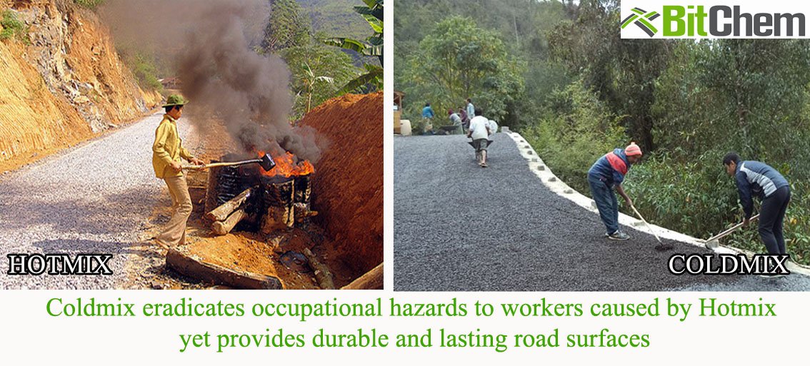Bitchem_SM's tweet photo. Eradicate occupational hazards to workers during road construction caused by traditional #Hotmix. Use #Coldmix because it's #GoodToBeSafe https://t.co/sXtdzfpbh6