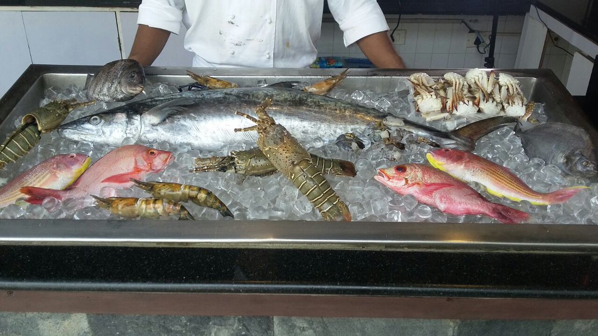 ArshChoudhrey's tweet photo. Snapper#Peral spot#Sea breem#Loster#Scampi#Tiger prawns#Seabass#Crabs#Pomfret @Trident_Cochin #TridentExperiences #trident @TridentHotels https://t.co/KXY9beICgH