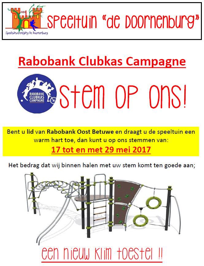 Stem op speeltuin Doornenburg voor een nieuw klimtoestel in onze prachtige speeltuin #RCC2017 @RaboOostBetuwe