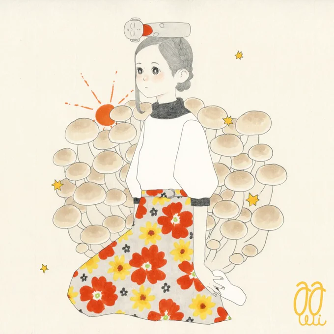 イラスト : あなたの抱えているかっこ悪さが最高に輝くものになりますように(しめじ、星と太陽、お地蔵さん)。 