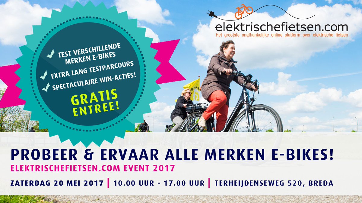 Morgen kan je GRATIS E-bikes proberen in Breda! MEGA Testparcours! ow.ly/oAtE30bPQbk @BOVAG@FietsenANWB <a href="/fietsmagazine/">Fiets Magazine</a> <a href="/FietsActief/">FietsActief</a>