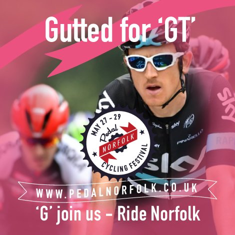 norfolkpedal's tweet photo. 'G' you can come to Pedal Norfolk as a recovery ride
Warm welcome here
#skyorla @skyorla #giroditalia @GeraintThomas86 #GeraintThomas86 https://t.co/aJrJ3v19SV