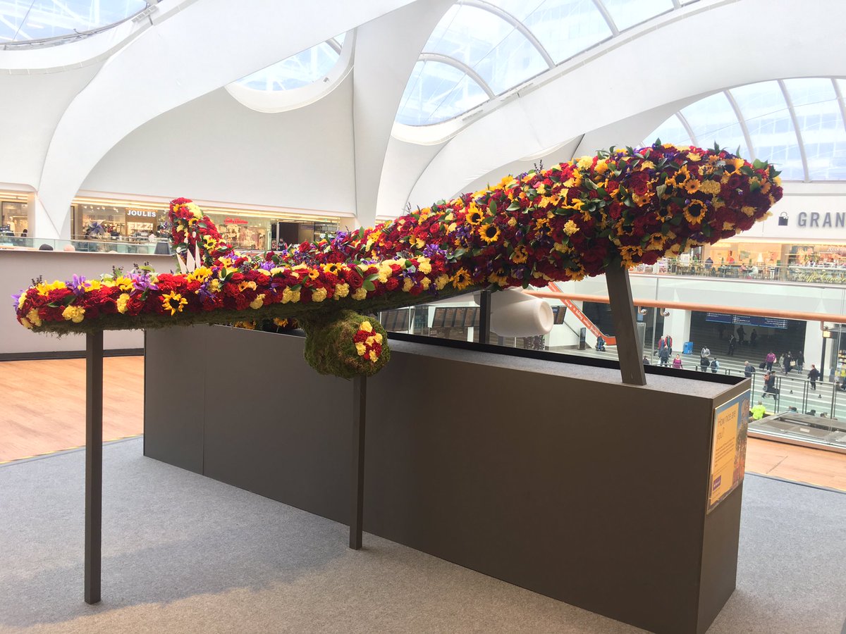 LadyRennax's tweet photo. Beautiful flower display by @Monarch Each different flower representing each city you can now travel too #yearofnice #birminghamgrandcentral https://t.co/La7hMk7pVR