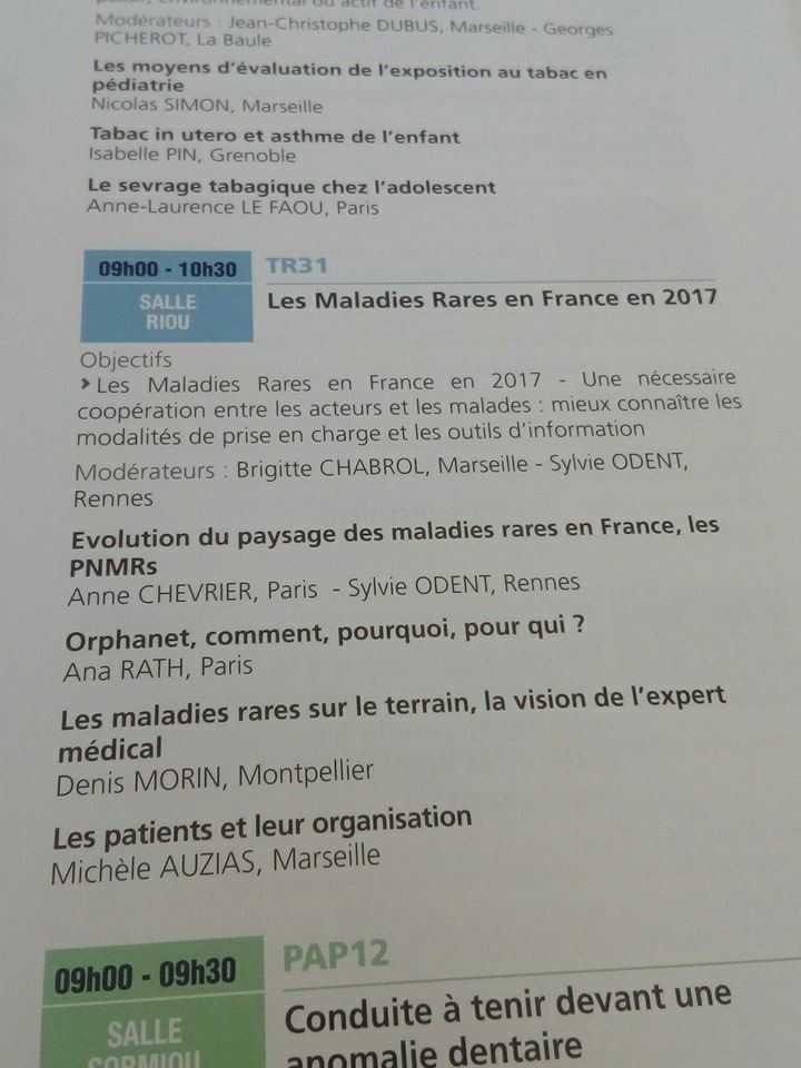 AFMAHofficiel's tweet photo. Programme du matin #maladiesrares #sfp2017 https://t.co/DZv2V619J0
