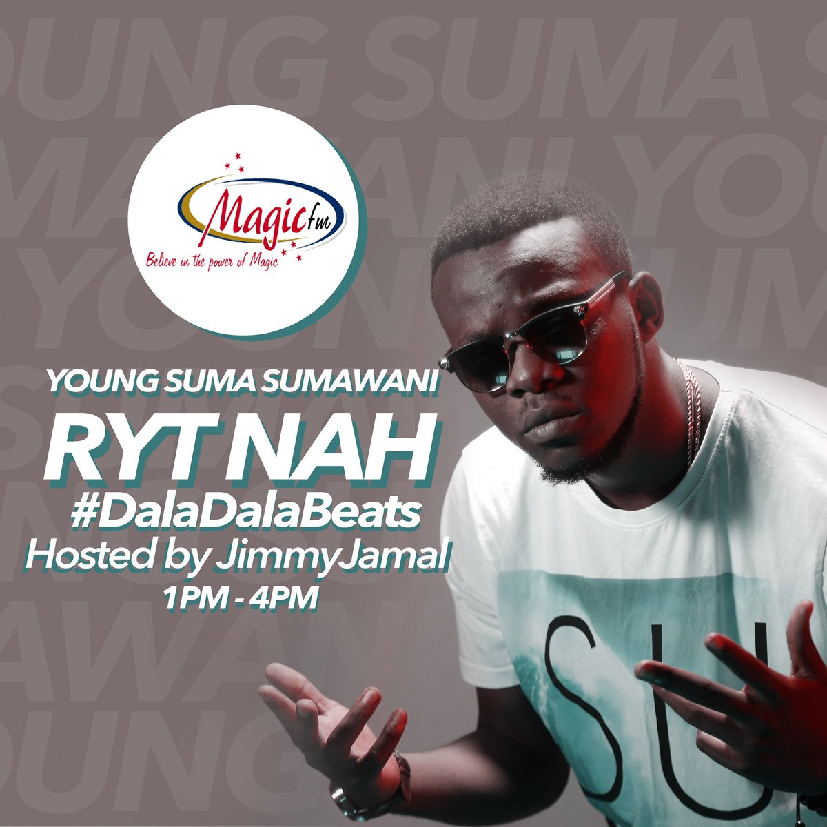 YoungKingSuma's tweet photo. Catch De Boyyyy Live today... 
The #DaladalaBeats show on 92.9MagiCFM na Mzee wa Kazi @iamjimmyj 
🔥🔥💣💣
New Music Video Out!!
#twawambye https://t.co/ttYohsmq8X