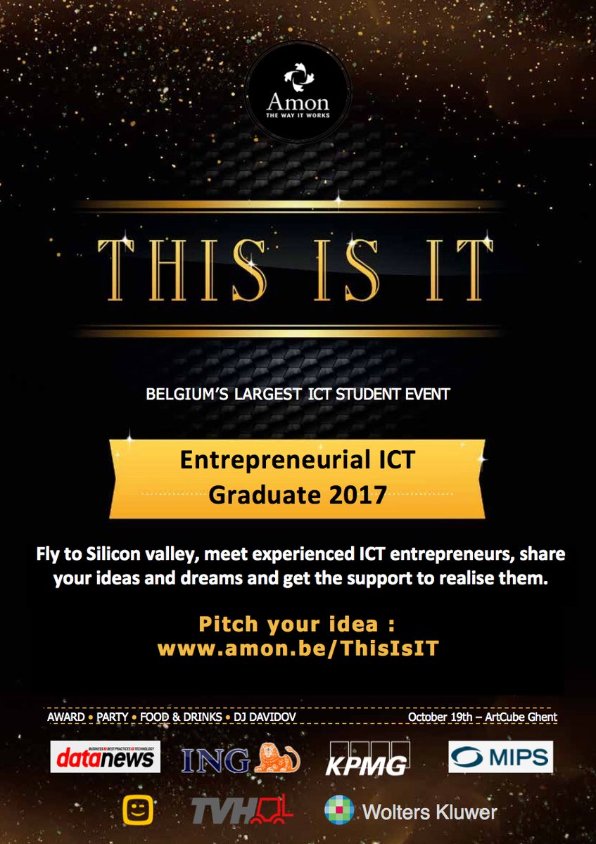 Jan_Cuyt's tweet photo. YG IT en een topidee? Pitch het & wie weet mag jij wel naar Silicon Valley! Meer info: https://t.co/A4wfedt2qA #ThisisIT_Amon https://t.co/Yd4SqkI2QK