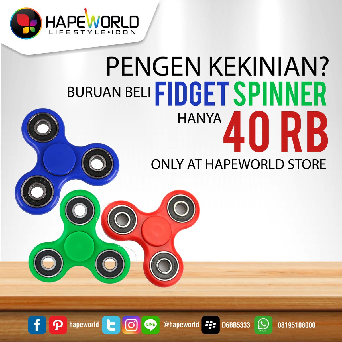 banjarmasinpost's tweet photo. Pengen kekinian seperti lainnya ???
Sekarang di @hapeworld ready Fidget Spinner dengan berbagai macam warna loo. Buruan beli sekarang guys.. https://t.co/EdtxoDZVZy