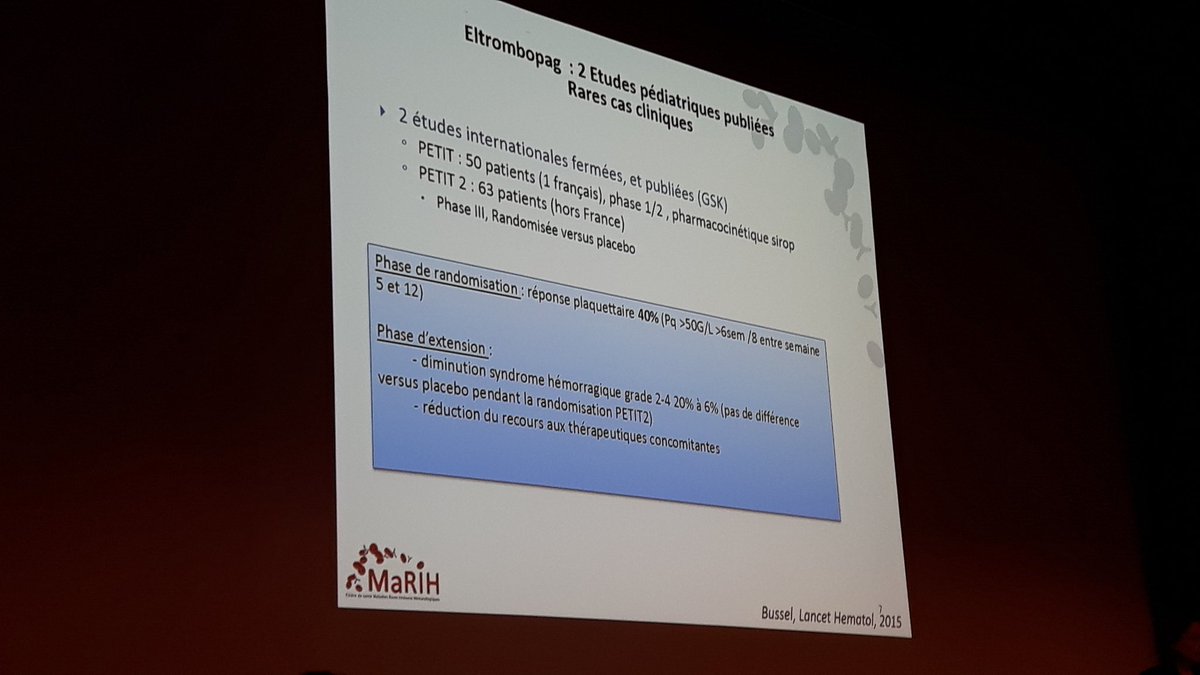 Filiere_MaRIH's tweet photo. Utilisation des agonistes du récepteur de la thrombopoïétine dans le PTI de l'enfant, M. Pasquet #CEREVANCE #SFP2017 https://t.co/W1cZvS2aJW