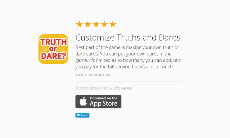DirtyTruthDare's tweet photo. ❤️ 5 Star Review: "Customize Truths and Dares: Best part of the game is making your own truth…" https://t.co/uznHNo4BYc
