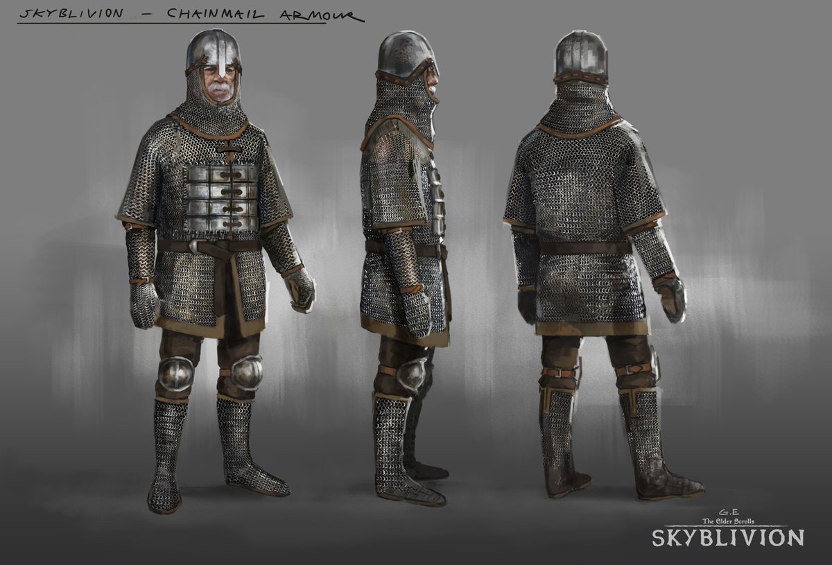 Skyblivion on X: Cyrodilic chainmail armor by our concept artist