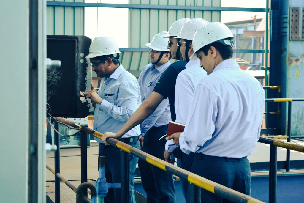 JindalSteel_In's tweet photo. Chairman Mr. @MPNaveenJindal along with the team take a tour of the newly commissioned #SinterPlant at #Angul #SteelPlant https://t.co/Zpl4KKlaOC