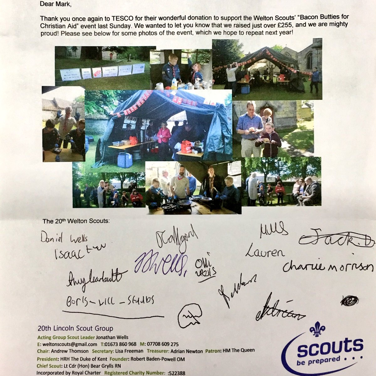 Always love receiving thank you letters like this one! Great to see how our store in helping the local community <a href="/scouts/">Scouts</a>