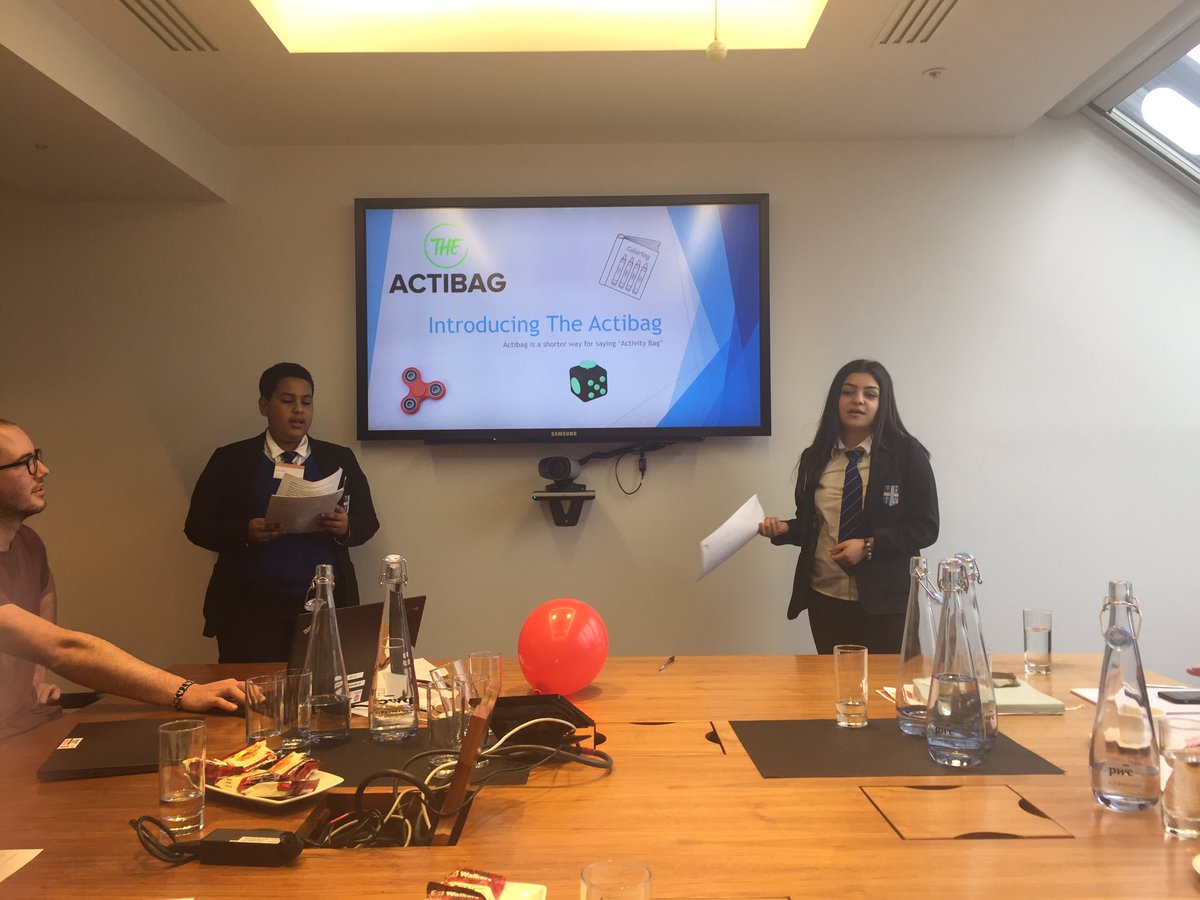 AAhmad75's tweet photo. Presentation 4 of the Dragon's Den presentation from the students at @StAugustinesCE for @PwCLondon #OFOD @pwcfoundationuk https://t.co/2KYFX4bgmh