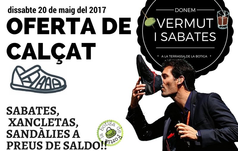 Aquest dissabte liquidem sabates i buidem ampolles. Vine a fer el #vermut i emporta't unas sabates a preu de saldo a 3 i 5 €