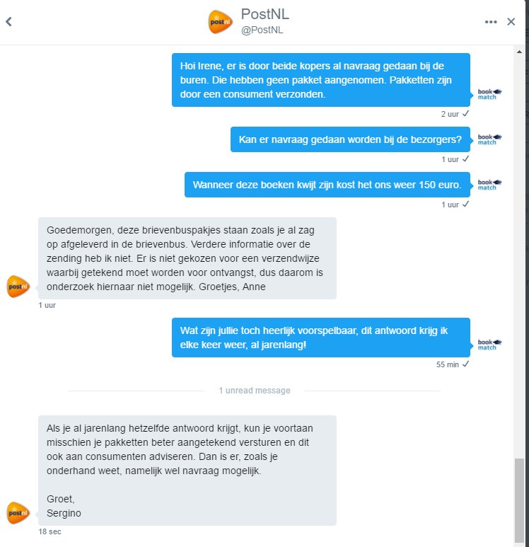 Klantenservice volgens <a href="/PostNL/">PostNL</a> #treurig