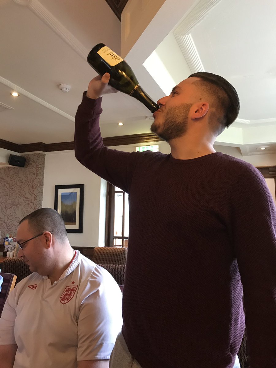 Mr Grigg polishing off the bottle! <a href="/SparrowBFayre/">Sparrow BrewersFayre</a> <a href="/WhitbreadGrigg/">Mark Grigg Whitbread</a>