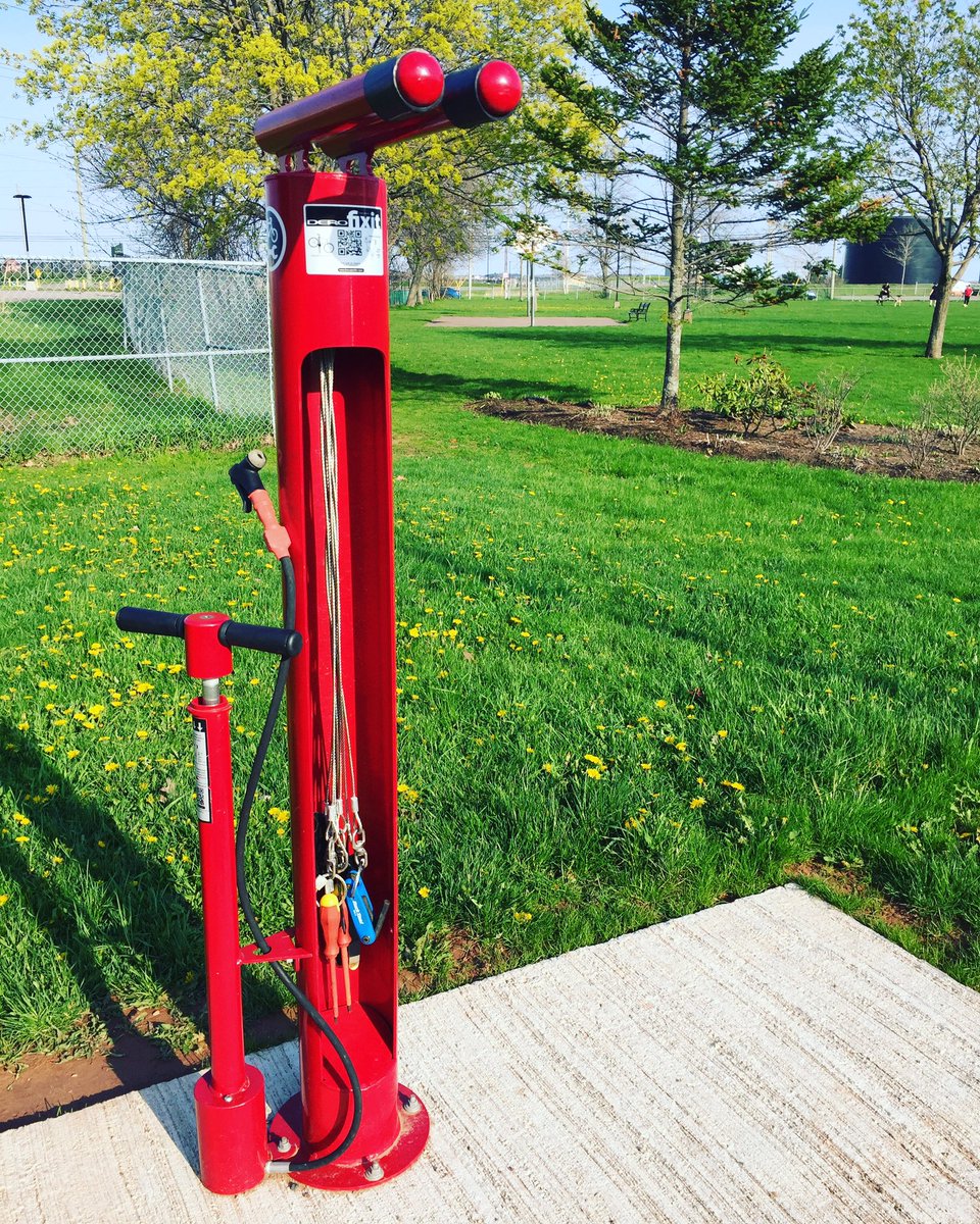 Happy International Bike to Work Day! Did you know there's a bike repair station just off the trail at the Joe Ghiz Park? #charlottetown