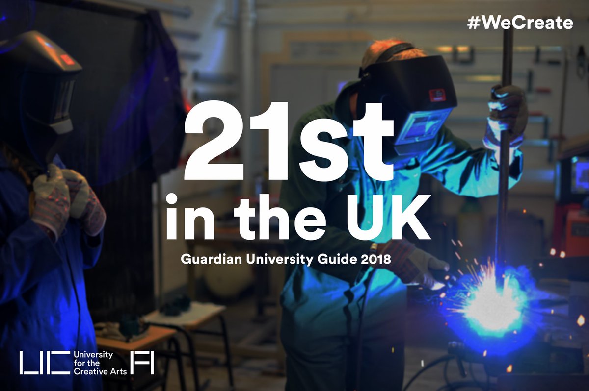 UniCreativeArts's tweet image. UCA is 21st in the UK in the #GuardianUniversityGuide 2018 🏅👏🏼