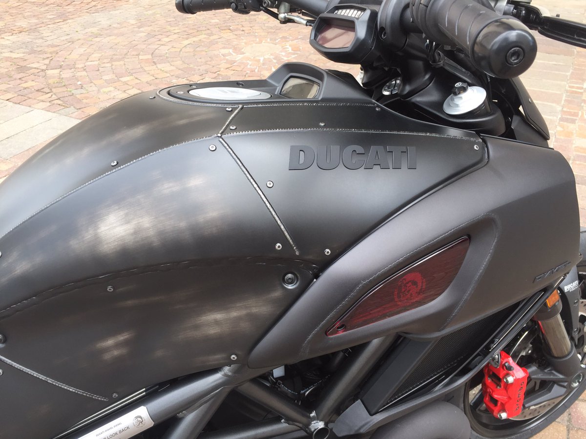 CW1Canet's tweet photo. Getting my Mad Max on as the only journalist to ride @DucatiUSA #ducatidiaveldiesel limited edition. Post apocalyptic theme on display. https://t.co/6tEYP8ntZy