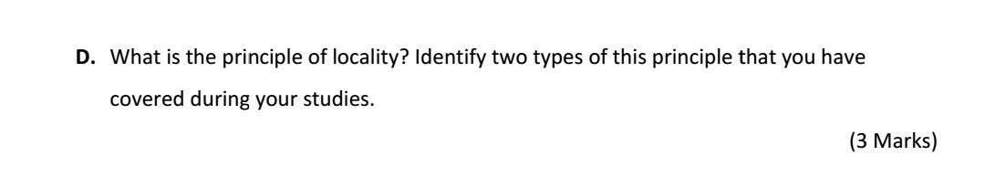 gleesonmick's tweet photo. I must have talked about temporal and spatial locality about 5 kazillion times #OS #SampleQuestion #Exams #Locality https://t.co/WSm93qTpyX https://t.co/sHAWx1utwz