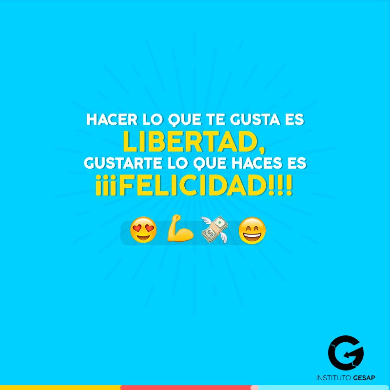 institutogesap's tweet photo. ¡#Libertad más #felicidad!, ¿algo más se puede pedir? 😉🌟Si #amas tu #trabajo, considérate muy afortunad@.🙌🏼😌☺️ https://t.co/im8Yb1by9G