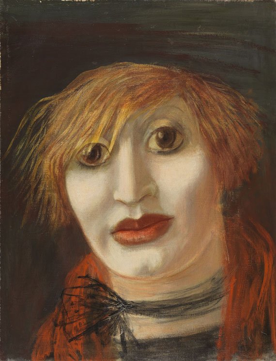 MenschOhneMusil's tweet photo. Karl #Hubbuch (1891-1979)  Lona (Head of a Woman with red scarf) (Lona (Frauenkopf mit rotem Schal)), 1926. https://t.co/op9vEJzARS