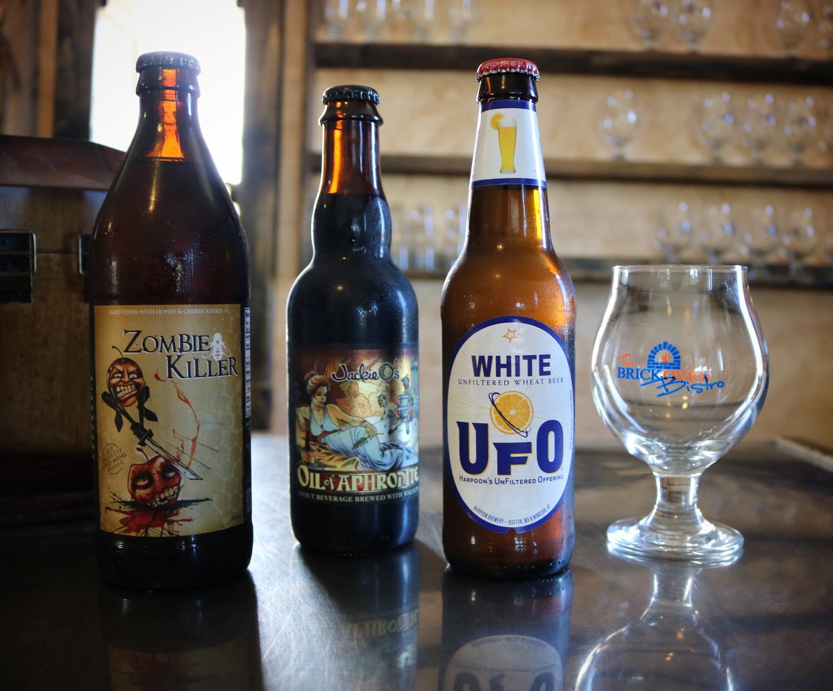 BrickOvenOhio's tweet photo. Freaky Friday #americancraftbeerweek featuring Zombie Killer by @bnektar, Oil of Aphrodite by @JackieosBrewery, and UFO by @harpoonbrewery 🍻 https://t.co/cJwDGJhvhN