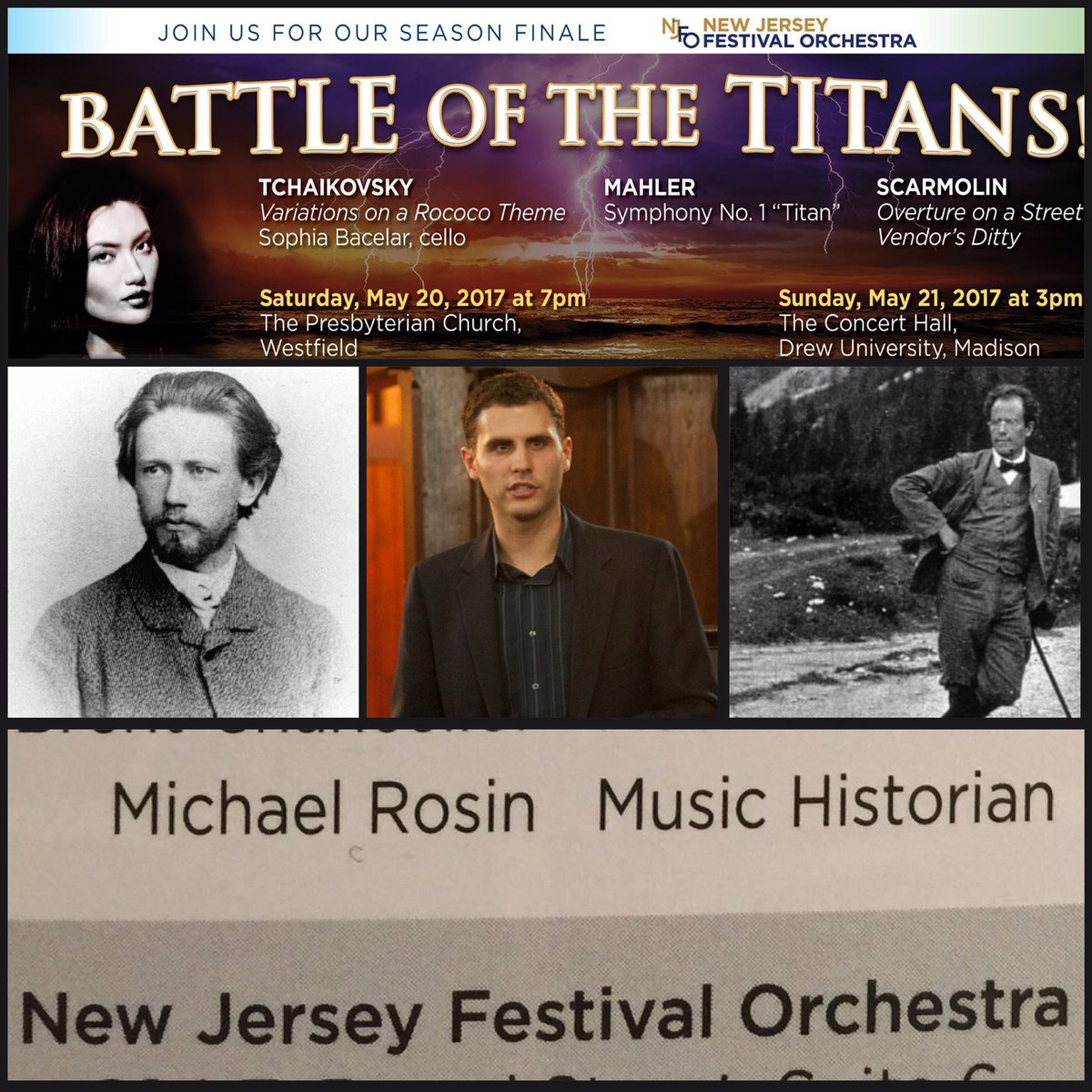 MichaelCRosin's tweet photo. Lecture tomorrow @ 6pm @Westfieldpc ! #Mahler #Tchaikovsky #NJFO @MahlerNews @MahlerSocietyNY @TchaikResearch https://t.co/edVfQ7Ya0Z