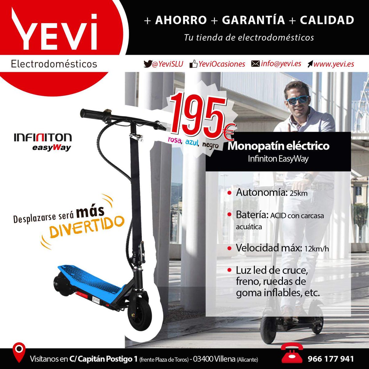 YeviSLU's tweet photo. 🆕 Prueba en #YEVI el nuevo MONOPATÍN de la marca española @infinitonmega
https://t.co/g3SObmiUIb
#YEVIelectrodomésticos #oferta #Villena https://t.co/vfHmziRe81