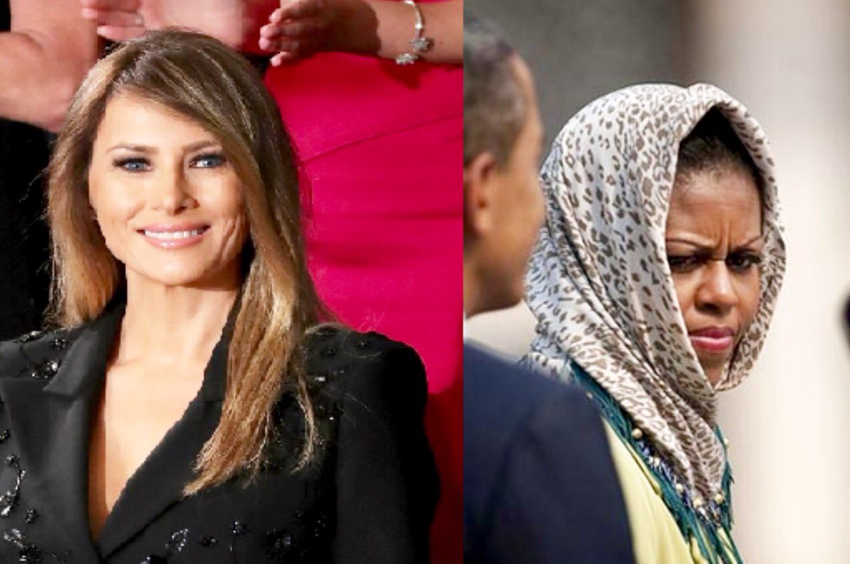 MAGATRUMPMAN's tweet photo. America's new first lady will not be wearing the official uniform of oppression while in Saudi Arabia.

That's real feminism!
Love ❤ @FLOTUS https://t.co/AndlAYnkIl