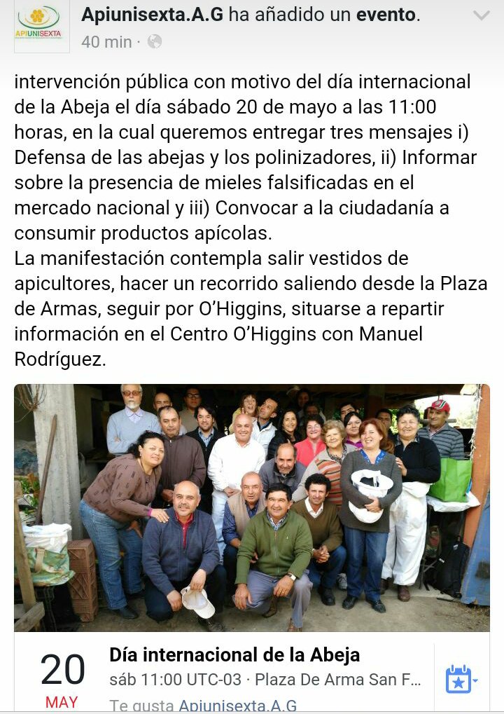 gabrieldelcajon's tweet photo. #APIUNISEXTA.G. Invita celebración #DíaMundialdelaAbeja
Encuentro PdArmas. Rcgua
@redapicolachile @INDAP_Chile @jplchile @elrancaguino @T13 https://t.co/j0Y7NOIVUk