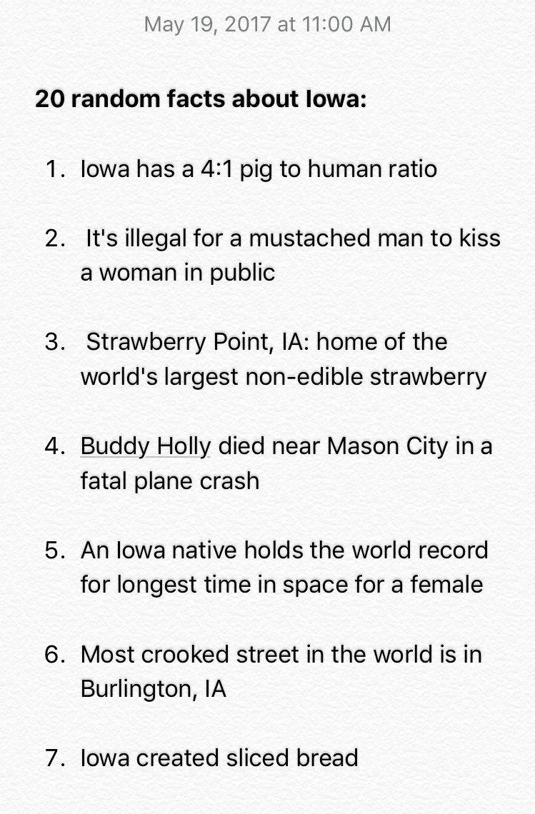 IowaChill's tweet photo. 20 random facts about Iowa https://t.co/AhE2O3NmcX