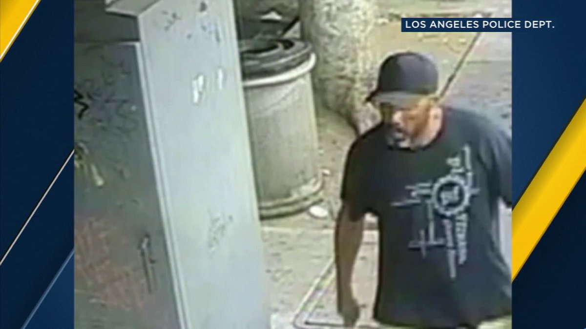 ABC7's tweet photo. Video released to help catch suspect who repeatedly punched, stabbed man ordering food from Echo Park taco truck https://t.co/adcLTMXVbX https://t.co/cEm91EFWQW